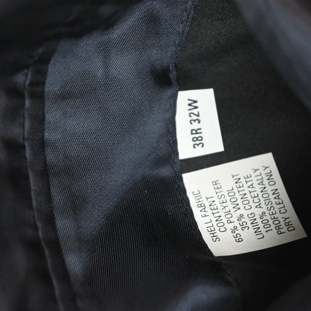 Vtg Y2K 2000s Double Breasted 38S 32x30 Blue Striped Wool Mens Jacket Pants Suit